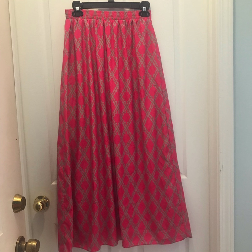 Pink and Gray Maxi Skirt
